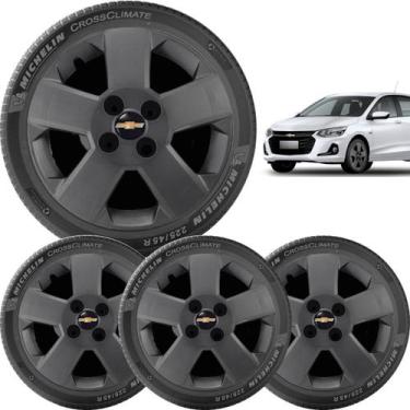 Imagem de 4X Calotas Chevrolet Prisma Onix Corsa Aro 14 Grafite 087Cb - Grid