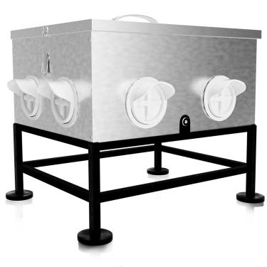 Imagem de Alimentador automático de frango, sem desperdício, 16 kg, 8 portas, grande metal galvanizado, à prova de roedores, com tampa de bloqueio e suportes atualizados para galinheiro