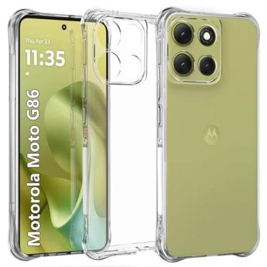 Imagem de USTIYA Capa para Motorola MOTO G86 5G Case Uso Resistente, Capinha Bumper Absorção Choques em TPU Transparente Protector Câmera Espessamento nas Quatro Pontas da Carcasa
