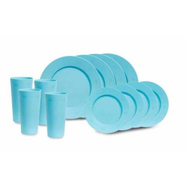 Imagem de Conjunto de Pratos e Copos com 12pçs Disney Home Azul - BabyGo