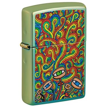 Imagem de Zippo Isqueiro de bolso com design de imagens psicodélicas altamente polido azul-petróleo