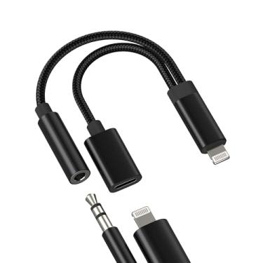 Imagem de Adaptador Lightning para conector de fone de ouvido de 3,5 mm (2 em 1) para iPhone 14 13 12 Pro Max, divisor de fone de ouvido, conector de cabo de áudio AUX para Apple MFI certificado adaptador de