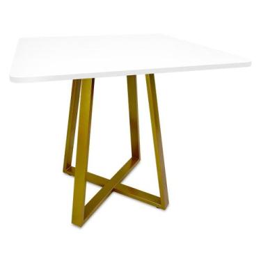 Imagem de Mesa De Jantar Para Cozinha Em aço Estilo Industrial Gizé Tampo Quadra