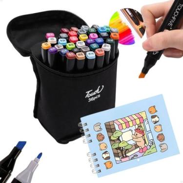 Imagem de Kit Livro De Colorir E 36 Canetas Touch Mark Ponta Dupla Capa Dura Hol