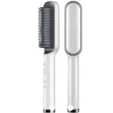 Imagem de Escova Alisadora Bivolt 5 em 1 - Alisa, Hidrata, Modela, Alinha e Anti-Frizz (branco(kit2))