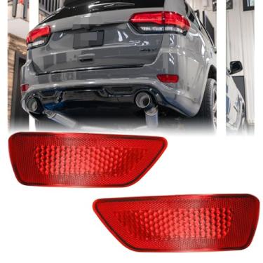 Imagem de GSOWO 2 capas de luz refletora de para-choque traseiro para Je-ep Grand Cherokee 2011-2021, bússola 2011-2017, Dodge Journey 2011-2017, lente vermelha (esquerda e direita) luzes traseiras de freio de