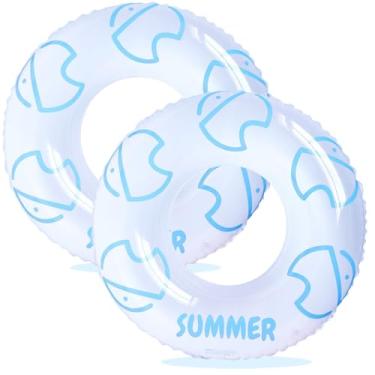 Imagem de 2 boias infláveis de piscina - tubos flutuadores de piscina - tubos de natação infláveis de 81 cm - anéis e anéis de natação para adultos decoração de festa na praia verão (peixe gordo, 81 cm)