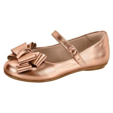 Imagem de Sapatilha Molekinha Com Laco Metalizada, 27, Ouro rosado