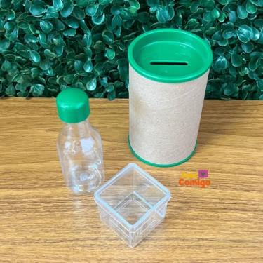 Imagem de Kit Festa 60 Lembrancinhas Acrícilico Caixinhas Cofrinhos e Garrafinhas - Fala Comigo (Verde escuro)