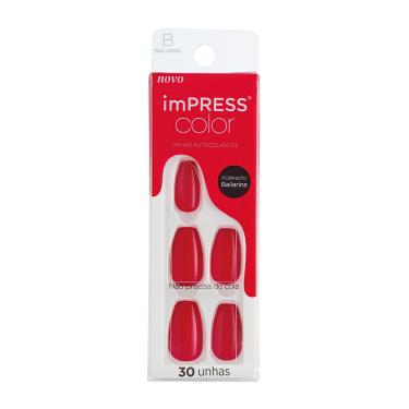 Imagem de Unhas Postiças Kiss New York Impress Color Bailarina Beet Snacks 30 Unidades