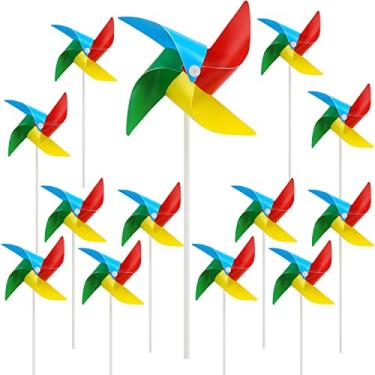 Imagem de KIMOBER 50 Peças De Cata-Ventos 4 Cores Misturadas, Plástico Coloridos Com Palhetas, Brinquedo Para Crianças, Moinho Vento Artesanal, Jardim, Gramado, Decoração Interna E Externa