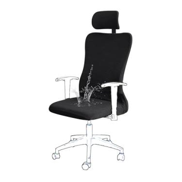 Imagem de Conjunto de capas ergonômicas para cadeira com encosto de cabeça, elástico, elástico, repelente de água, capa para poltrona de escritório (preto)