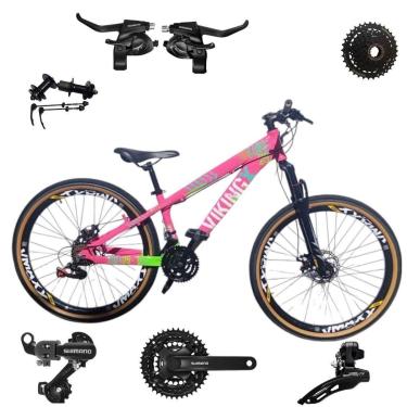 Imagem de Bicicleta 26 VikingX T25 24v Shimanos Cubo e Catraca K7 Pneu Aro 26 Balão Faixa Amarela-Unissex