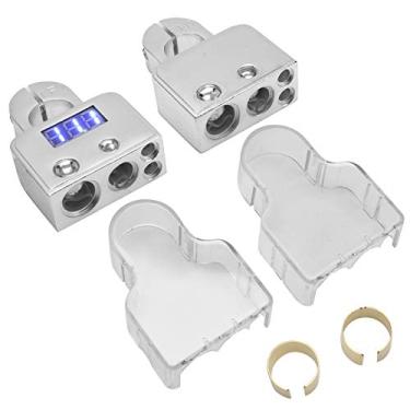 Imagem de QANYEGN Kit de conectores de terminal bateria do carro, terminal bateria do carro com exibição de voltímetro digital, conector do terminal para barco marinho automático do ca (A (dourado)) (B