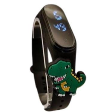 Imagem de Relógio Touch Infantil Dinossauro Verde Pulseira Preta - Smactudo