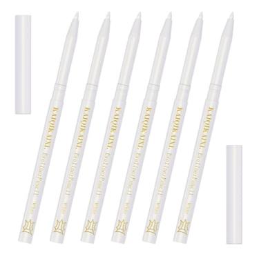 Imagem de KAIQIKAIXI 6 canetas delineadoras brancas, caneta de sobrancelha, lápis de sombra, caneta labial, bloco de pálpebra, conjunto de ferramentas de maquiagem de lápis