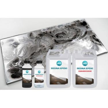 Imagem de Kit Porcelanato Líquido Cinza Prata / Preto Jato AG por M² - Resinas a