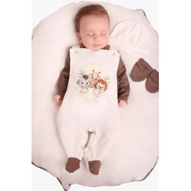 Imagem de Saída Maternidade Menino Jardineira Floresta 05 peças Roupas de Bebê -