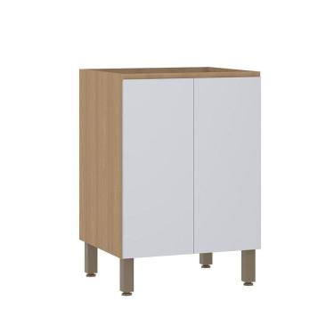 Imagem de Balcão De Cozinha 60cm 2 Portas Sem Tampo Slim Luciane Móvei Freijó/cinza Cristal
