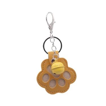 Imagem de Whtkoph Chaveiro, Memorial de Animal de Estimação, Animal de Estimação Falecido, Portátil, Design Fofo de Pata de Cachorro, Suporte de Cabelo em PU para Memor, Amarelo