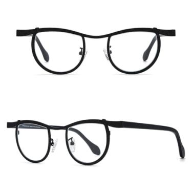Imagem de VFDHN Armação de óculos de acetato de titânio para homens e mulheres (preto C6)