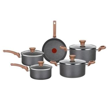 Imagem de Jogo De Panelas Rochedo Natural Stone Minerium 5 Peças, Cinza Claro, 5