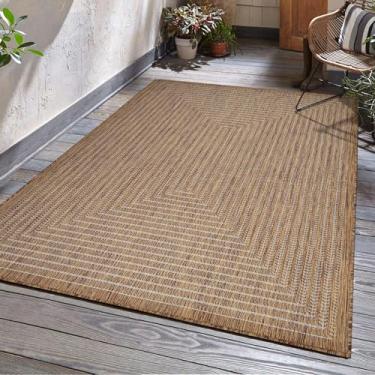 Imagem de Adiva Rugs Tapete de área interna ao ar livre, resistente ao clima, fácil de limpar, tapete resistente a manchas para sala de jantar, quintal, deck, pátio (madeira, 1,60 m x 2,5 m)