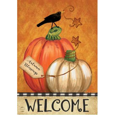 Imagem de Rustic Pumpkins Fall Garden Flag Primitive Welcome Crow 32 cm x 45 cm Briarwood Lane