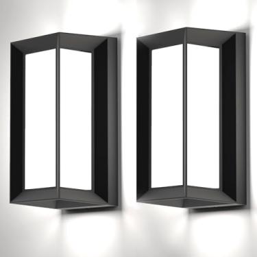 Imagem de Sytmhoe Luzes de arandela de parede externa, 2 pacotes de 24 W 5000 K luz do dia em alumínio branco para montagem na parede IP65 à prova d'água, luz de varanda de LED para garagem, passarela, corredor