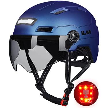 Imagem de ILM Capacete de bicicleta adulto com USB recarregável LED frontal e traseira capacetes de bicicleta montanha e estrada para homens e mulheres capacete de ciclismo removível E3-10L (azul roxo, pequeno