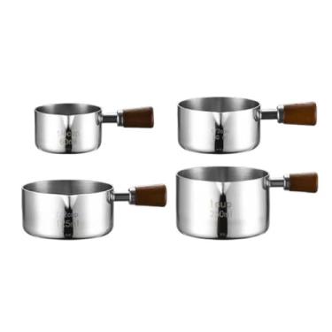 Imagem de Conjunto de 4 copos medidores de aço inoxidável de 60 ml a 250 ml (SUS304) Jarras de medição empilháveis para cozinhar e assar