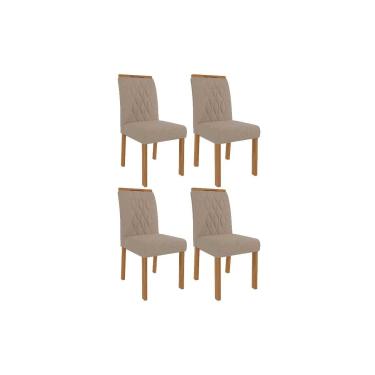Imagem de Cadeira Sala de Jantar Juliana Wood Kit 4 Un Carvalho/Linho Bege - Cimol