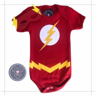 Imagem de Body Bebe Menino HEROIS + Mascara - Temático Mesversário - R.L, Flash,