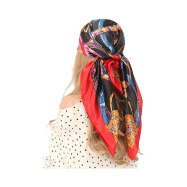 Imagem de Lenço De Seda Feminino 90x90cm, Quatro Estações, Hijab, Bandana, Envol