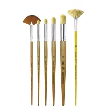 Imagem de Pincel Artístico Para Pintura Em Efeitos Stencil Castelo Kit C 6 - Pin