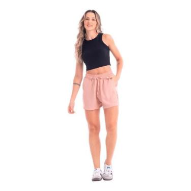 Imagem de Shorts Básico Feminino Tecido Crepe Duna - Ju Ribeiro Ind, Rosa bebê, 