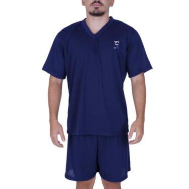 Imagem de Pijama Verão Camisa Manga Curta Gola V Short Adulto Masculino Curto Da