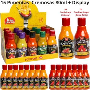 Imagem de Molho Pimenta Cremosa Display Bahia Pemium 80ml Mix Com 15 (escolha os