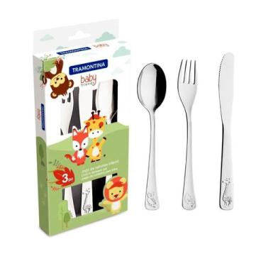 Imagem de Jogo de Talheres Infantil TRAMONTINA - Baby Friends - Aço Inox - 03 Pe