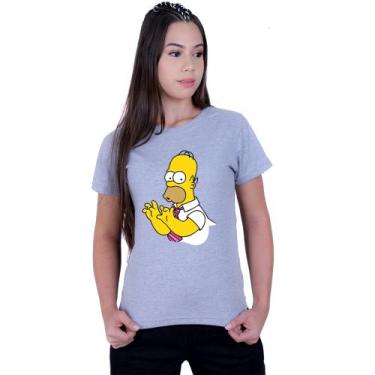 Imagem de Camiseta Baby Look Feminina The Simpsons Homer - Lafre, Cinza, G