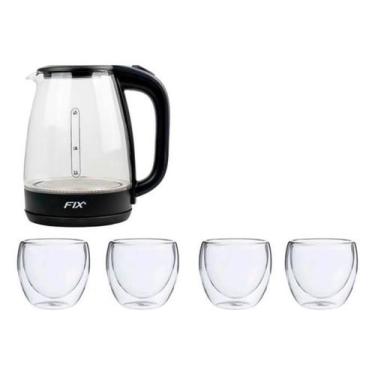 Imagem de Jarra de Vidro Elétrica 1,8L + Copo Vidro Duplo 140ml 4p - Kadê