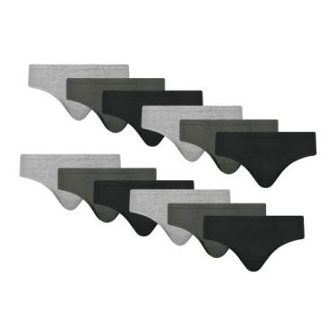 Imagem de Kit 12 Cuecas Lisa Adulto Selene Em Algodão Modelo Tradicional Normal,