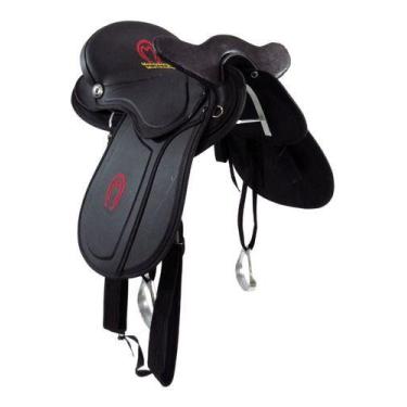 Imagem de Sela de Cavalo com Cabeça Mangalarga Soft Preta Simples 16 Polegadas P