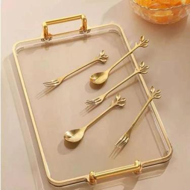 Imagem de Kit 10Colher de Café 10Garfos Folhas - 20 PCS