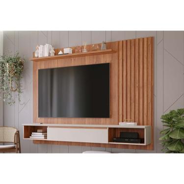 Imagem de Home p/ TV até 65 Pol Bahamas Ripado c/ 1 Porta 215X157cm Cinamomo/Off White - Permóbili