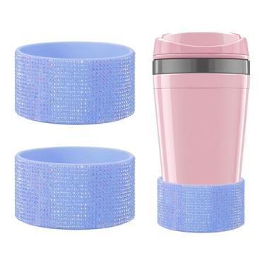 Imagem de YELARXI Bota de silicone com glitter, botas protetoras de diamante, protetor de copo antiderrapante com fundo de 7,4 a 7,5 cm - adequado para (garrafa de água Stanley Tumbler), pacote com 2 e 850 a