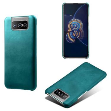 Imagem de Capa para Asus ZenFone 8 Filip,Proteção contra quedas,Casca de volta de cor sólida simples,Design de couro de imitação de plástico-Green