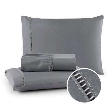 Imagem de Conjunto de Cama Queen 400 Fios 3 Peças Ponto Palito - Charme do Lar, 
