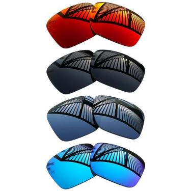Imagem de MYCOURAG Lentes de reposição para óculos de sol Oakley Holbrook XL OO9417 4 pares - preto sólido + titânio + azul gelo + vermelho fogo