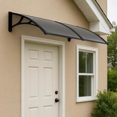 Imagem de Toldo de Policarbonato Plug Lar 1m x 70cm Preto e Translúcido  Proteçã